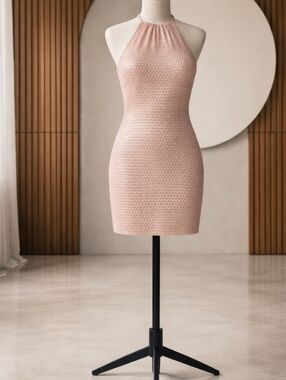 Halter Mini Dress in Blush Pink